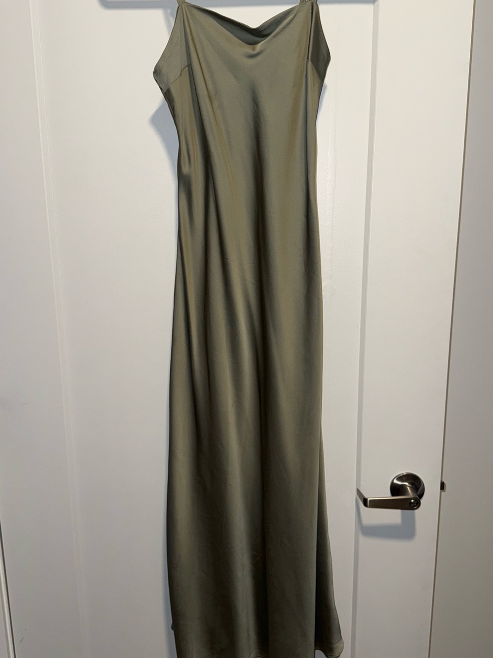 Abercrombie & Fitch Satin Slip Midi Dress - Sage Green